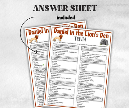 Daniel in the lion's den Printable Trivia for kid, Old Testament Activity, Classroom Christmas, Church Fundraiser, Adult Teen fun Icebreaker-Office Supplies -TheHustlingCatLady-Party Games