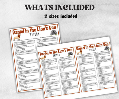 Daniel in the lion's den Printable Trivia for kid, Old Testament Activity, Classroom Christmas, Church Fundraiser, Adult Teen fun Icebreaker-Office Supplies -TheHustlingCatLady-Party Games