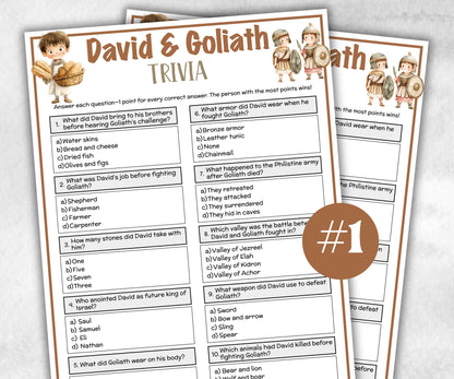 David & Goliath Printable Trivia for kid, Old Testament Activity, Classroom Christmas, Church Fundraiser game, Adult Teen church Icebreaker-Office Supplies -TheHustlingCatLady-Party Games
