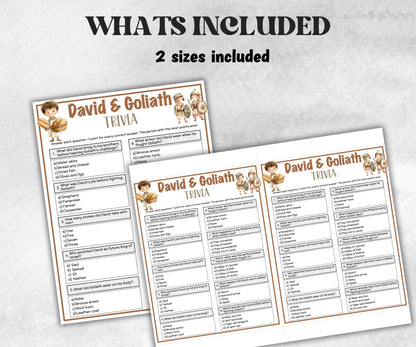 David & Goliath Printable Trivia for kid, Old Testament Activity, Classroom Christmas, Church Fundraiser game, Adult Teen church Icebreaker-Office Supplies -TheHustlingCatLady-Party Games