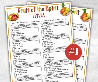 Fruit of the spirit Printable Trivia for kid, New Testament Activity, Classroom Christmas, Church Fundraiser, Adult Teen church Icebreaker-Office Supplies -TheHustlingCatLady-Party Games