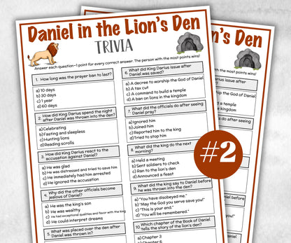 Printable Daniel in the lion's den Trivia for kid, Old Testament Activity, Classroom Christmas, Church Fundraiser, Adult Teen fun Icebreaker-Office Supplies -TheHustlingCatLady-Party Games