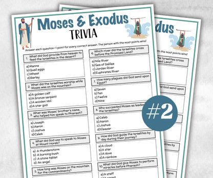 Printable Moses and Exodus Trivia for kid, Old Testament Activity, Classroom Christmas, Church Fundraiser game, Adult Teen church Icebreaker-Office Supplies -TheHustlingCatLady-Party Games