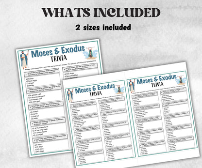 Printable Moses and Exodus Trivia for kid, Old Testament Activity, Classroom Christmas, Church Fundraiser game, Adult Teen church Icebreaker-Office Supplies -TheHustlingCatLady-Party Games