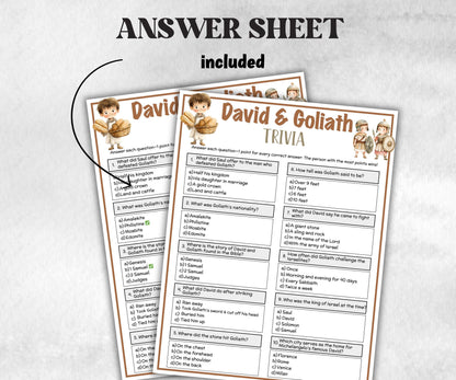 Printable David & Goliath Trivia for kid, Old Testament Activity, Classroom Christmas, Church Fundraiser game, Adult Teen church Icebreaker-Office Supplies -TheHustlingCatLady-Party Games