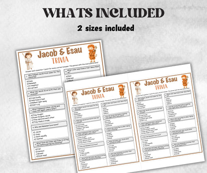Printable Jacob and Esau Trivia for kid, Old Testament Activity, Classroom Christmas, Church Fundraiser game, Adult Teen church Icebreaker-Office Supplies -TheHustlingCatLady-Party Games
