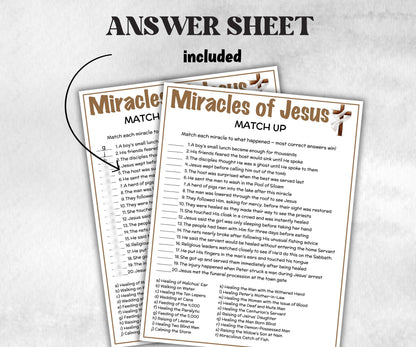 Printable Miracles of Jesus Match up for kid, Old Testament Activity, Classroom Riddles, Church Fundraiser, Adult Teen church Icebreaker-Office Supplies -TheHustlingCatLady-Party Games