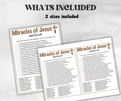 Printable Miracles of Jesus Match up for kid, Old Testament Activity, Classroom Riddles, Church Fundraiser, Adult Teen church Icebreaker-Office Supplies -TheHustlingCatLady-Party Games