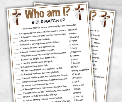Printable Who am I Bible Match up for kid, Old Testament Activity, Classroom Riddles, Church Fundraiser, Adult Teen church Icebreaker-Office Supplies -TheHustlingCatLady-Party Games