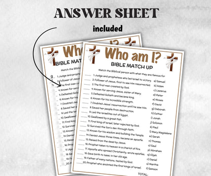 Printable Who am I Bible Match up for kid, Old Testament Activity, Classroom Riddles, Church Fundraiser, Adult Teen church Icebreaker-Office Supplies -TheHustlingCatLady-Party Games