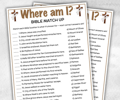 Printable Where am I Bible Match up for kid, Old Testament Activity, Classroom Riddles, Church Fundraiser, Adult Teen church Icebreaker game-Office Supplies -TheHustlingCatLady-Party Games