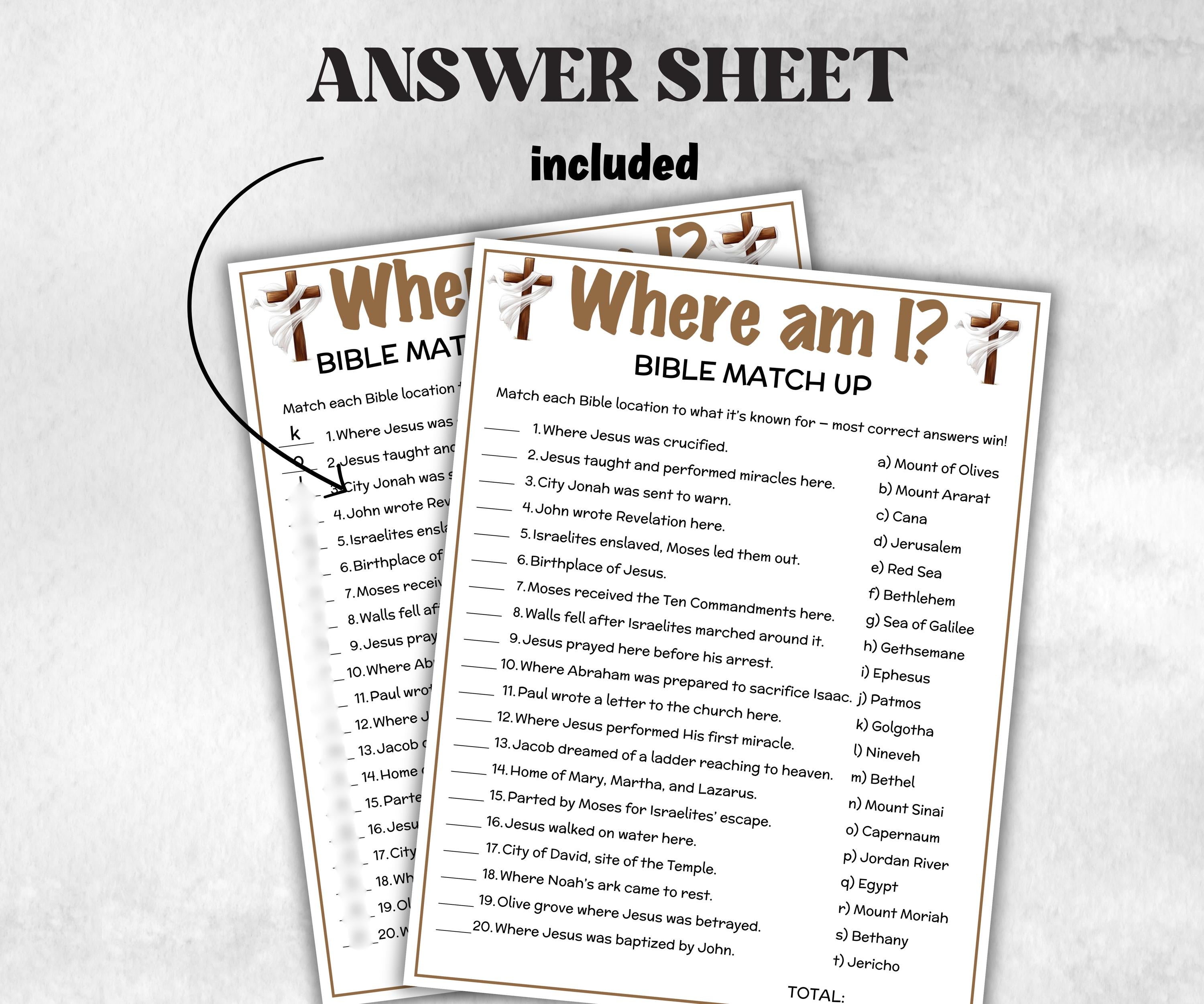 Printable Where am I Bible Match up for kid, Old Testament Activity, Classroom Riddles, Church Fundraiser, Adult Teen church Icebreaker game-Office Supplies -TheHustlingCatLady-Party Games