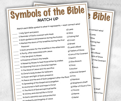Printable Symbols of the Bible Match up for kid, Old Testament Activity, Classroom Riddles, Church Fundraiser, Adult Teen church Icebreaker-Office Supplies -TheHustlingCatLady-Party Games