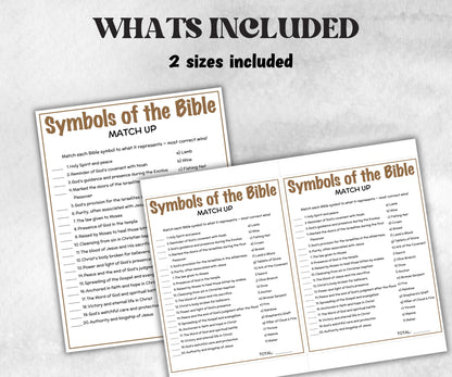 Printable Symbols of the Bible Match up for kid, Old Testament Activity, Classroom Riddles, Church Fundraiser, Adult Teen church Icebreaker-Office Supplies -TheHustlingCatLady-Party Games