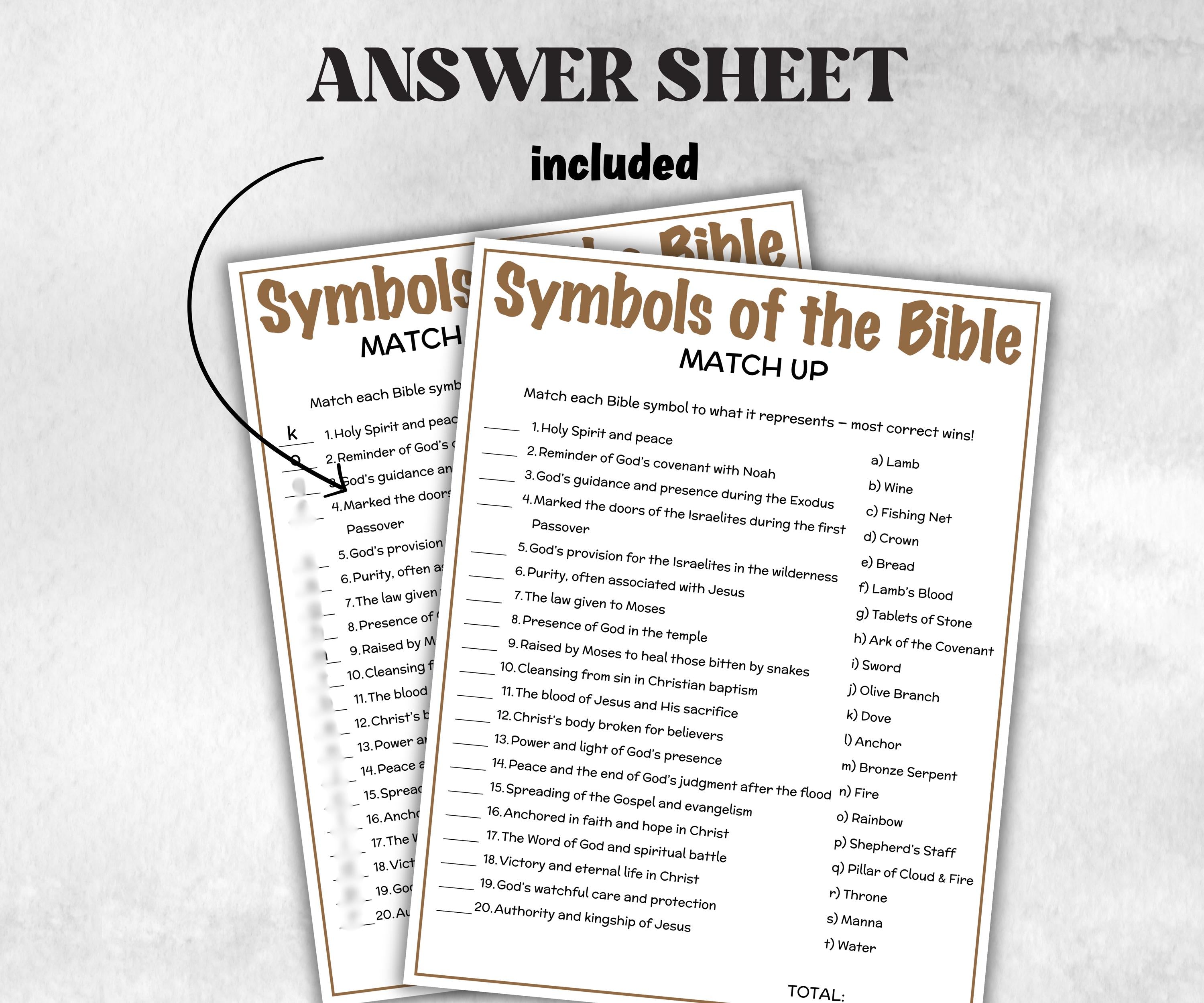 Printable Symbols of the Bible Match up for kid, Old Testament Activity, Classroom Riddles, Church Fundraiser, Adult Teen church Icebreaker-Office Supplies -TheHustlingCatLady-Party Games