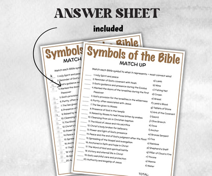 Printable Symbols of the Bible Match up for kid, Old Testament Activity, Classroom Riddles, Church Fundraiser, Adult Teen church Icebreaker-Office Supplies -TheHustlingCatLady-Party Games