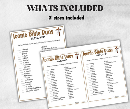 Printable Iconic Bible Duos Match up for kid, Old Testament Activity, Classroom Riddles, Church Fundraiser, Adult Teen church Icebreaker-Office Supplies -TheHustlingCatLady-Party Games