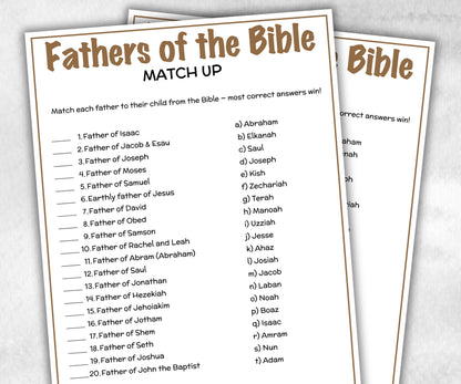 Printable Fathers of the Bible Match up for kid, Old Testament Activity, Classroom Riddles, Church Fundraiser, Adult Teen church Icebreaker-Office Supplies -TheHustlingCatLady-Party Games