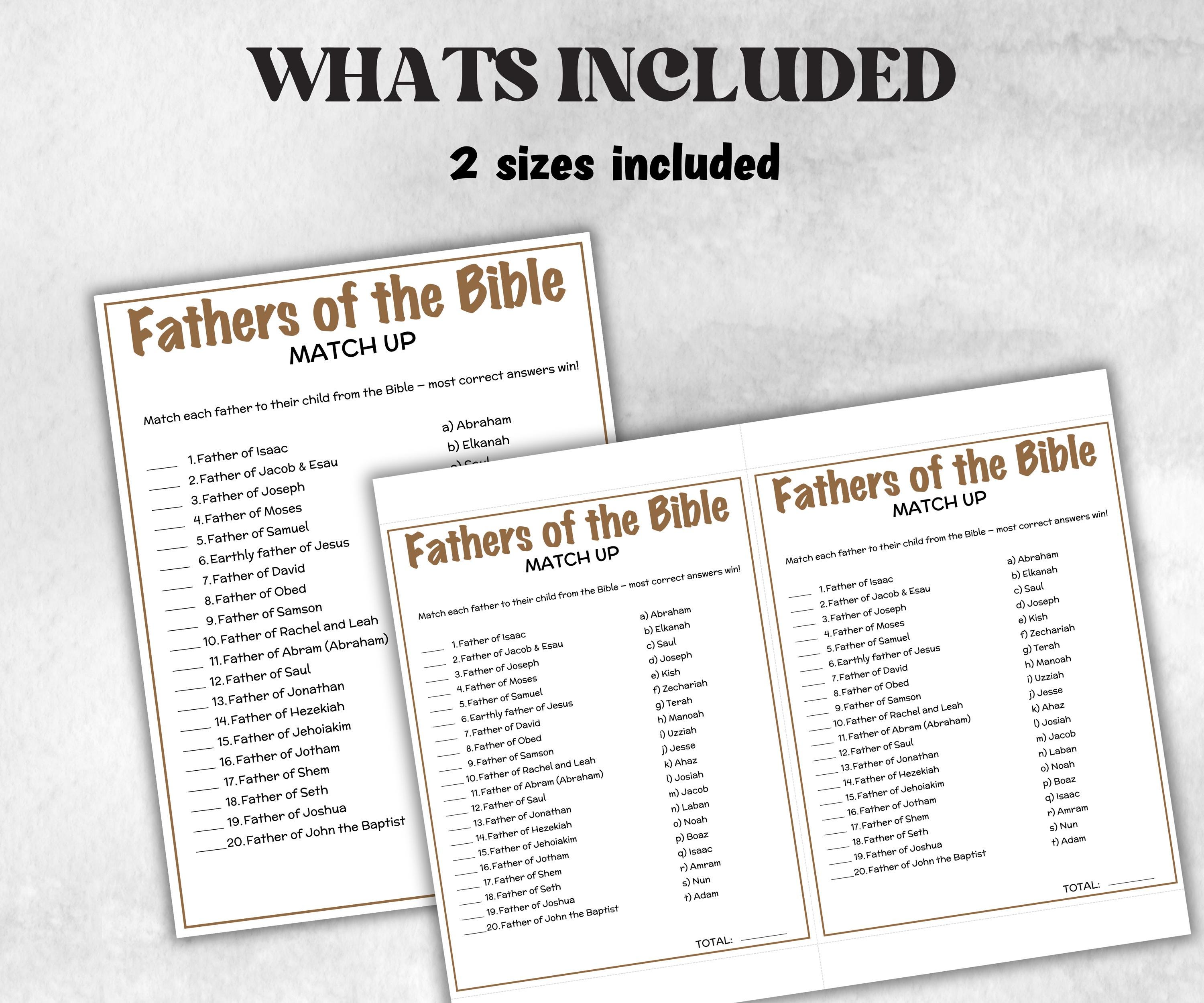 Printable Fathers of the Bible Match up for kid, Old Testament Activity, Classroom Riddles, Church Fundraiser, Adult Teen church Icebreaker-Office Supplies -TheHustlingCatLady-Party Games