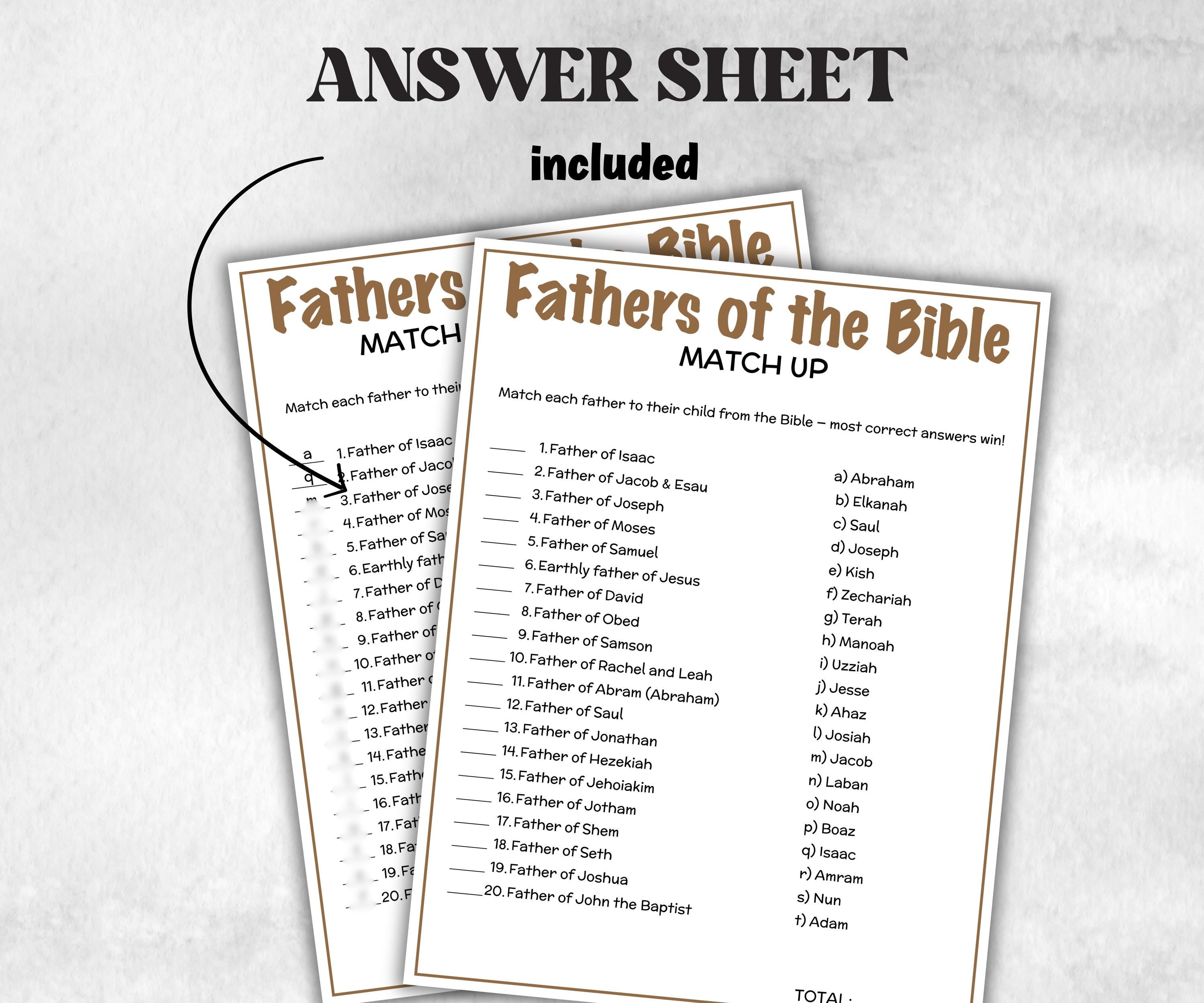 Printable Fathers of the Bible Match up for kid, Old Testament Activity, Classroom Riddles, Church Fundraiser, Adult Teen church Icebreaker-Office Supplies -TheHustlingCatLady-Party Games