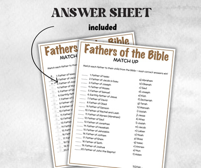Printable Fathers of the Bible Match up for kid, Old Testament Activity, Classroom Riddles, Church Fundraiser, Adult Teen church Icebreaker-Office Supplies -TheHustlingCatLady-Party Games
