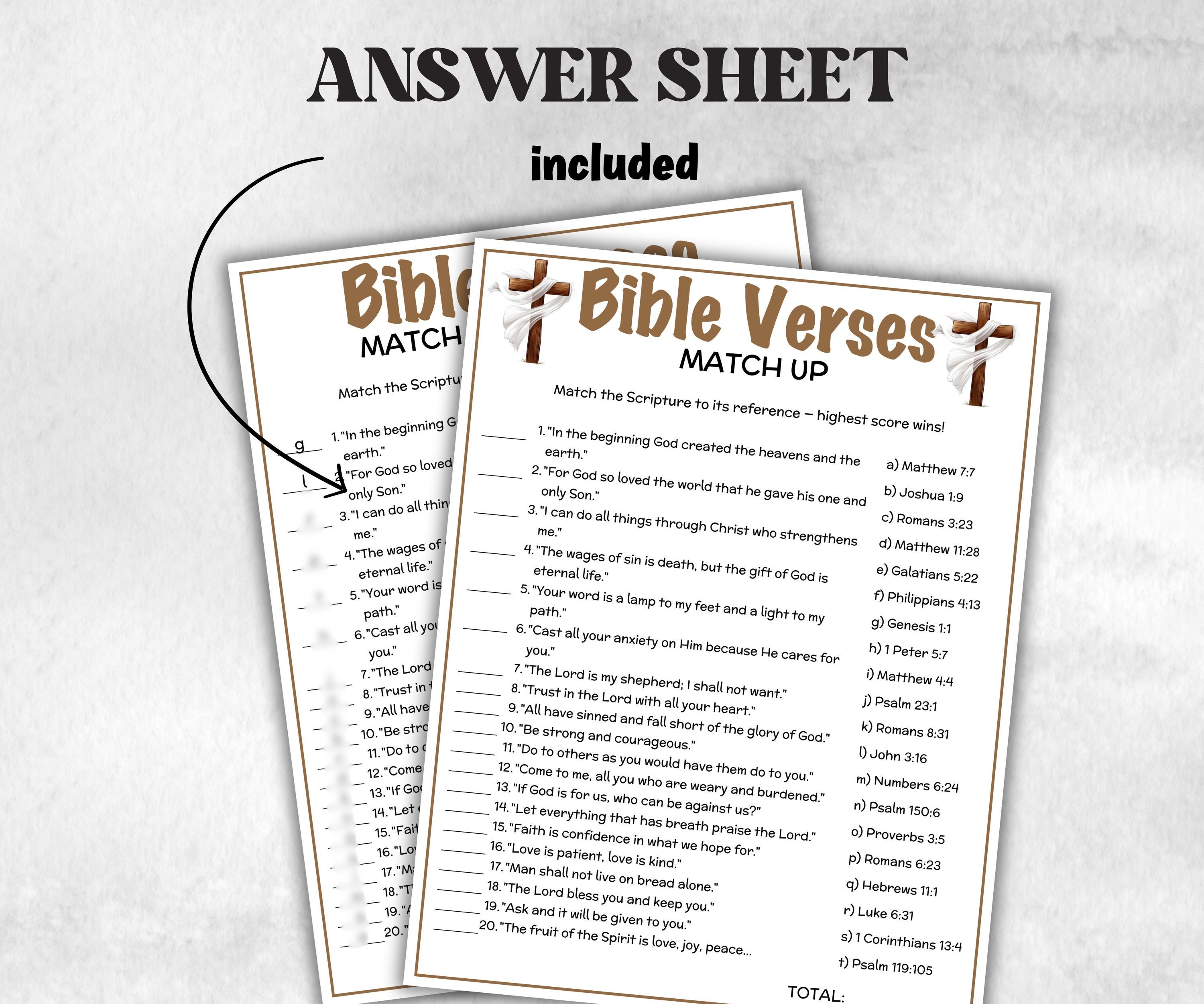Printable Bible Verses Match up for kid, Old Testament Activity, Classroom Riddles, Church Fundraiser, Adult Teen church Icebreaker-Office Supplies -TheHustlingCatLady-Party Games
