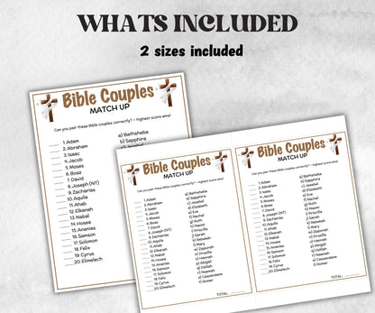 Printable Bible Couples Match up for kid, Old Testament Activity, Classroom Riddles, Church Fundraiser, Adult Teen church Icebreaker games-Office Supplies -TheHustlingCatLady-Party Games