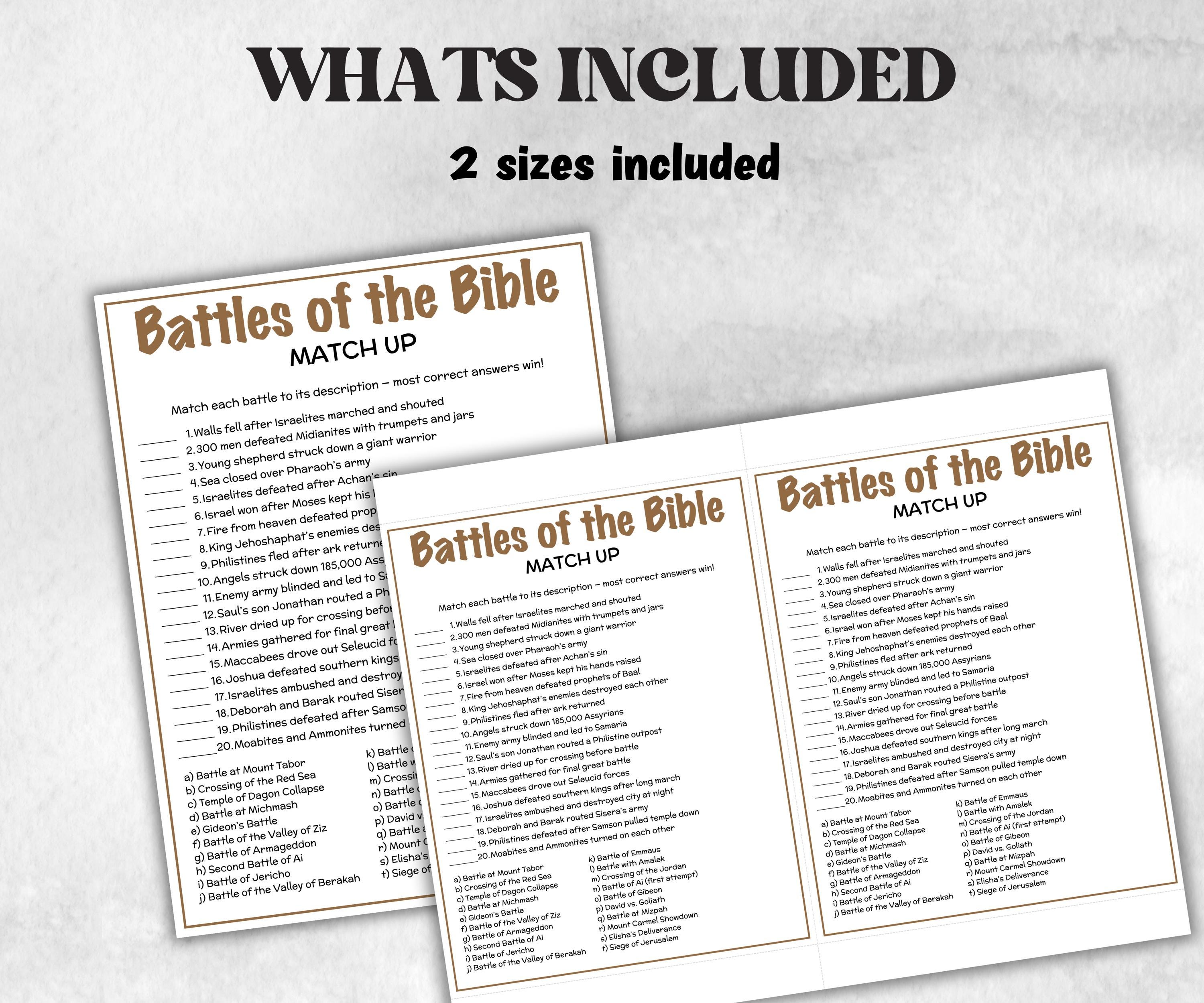 Printable Battles of the Bible Match up for kid, Old Testament Activity, Classroom Riddles, Church Fundraiser, Adult Teen church Icebreaker-Office Supplies -TheHustlingCatLady-Party Games