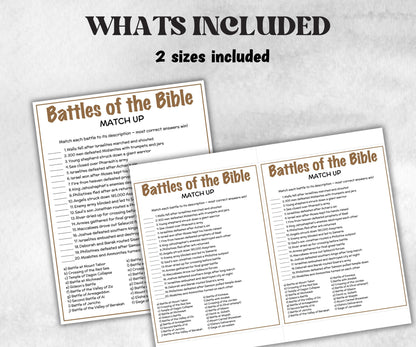 Printable Battles of the Bible Match up for kid, Old Testament Activity, Classroom Riddles, Church Fundraiser, Adult Teen church Icebreaker-Office Supplies -TheHustlingCatLady-Party Games