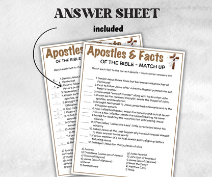 Printable Bible Apostles Facts Match up for kid, Old Testament Activity, Classroom Riddles, Church Fundraiser, Adult Teen church Icebreaker-Office Supplies -TheHustlingCatLady-Party Games