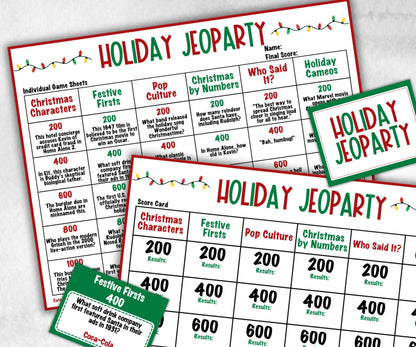 Holiday Jeopardy Quiz, Printable Holiday Trivia, Family Reunion Fun, Family Game Night, Coworkers Christmas, Holiday Activities for Kids-Christmas -TheHustlingCatLady-Party Games