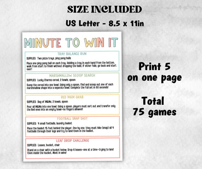 Minute To Win It, Family Game Night, One Minute Game, 60 Seconds game, Kids Adults Party, Family Reunion, Summer Party Games,Team Building- -TheHustlingCatLady-Party Games