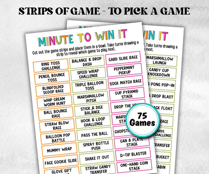 Birthday Minute To Win It, Family Game Night, One Minute Game, 60 Seconds game, Kids Adults Party, Family Reunion, Summer Bday Party Games,- -TheHustlingCatLady-Party Games