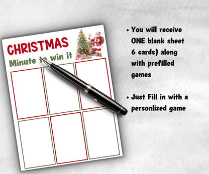 Christmas Minute to Win It Activity, Printable Holiday Competition, XMas Holiday Party, Office Party, Kid teen adult Xmas, Group Christmas-Christmas -TheHustlingCatLady-Party Games