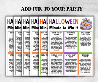 Halloween Minute to Win It Activity, Printable Trick or treat Competition, Spooky office Party, Kid teen adult ,Spooktacular party ideas-Halloween Printables -TheHustlingCatLady-Party Games