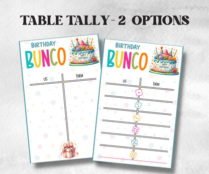 Happy Birthday Bunco, Birthday Party ideas, Printable Party Favors, Score Sheet, Ghost player, Tally Sheets, Birthday Gift, Family reunion- -TheHustlingCatLady-Party Games