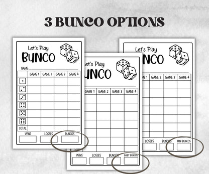 Black and White Bunco, Birthday Party ideas, Printable Party Favors, Score Sheet, Ghost player, Tally Sheets, Birthday Gift, Family reunion- -TheHustlingCatLady-Party Games