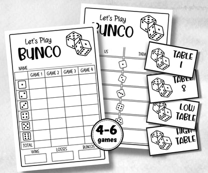 Black and White Bunco, Birthday Party ideas, Printable Party Favors, Score Sheet, Ghost player, Tally Sheets, Birthday Gift, Family reunion- -TheHustlingCatLady-Party Games