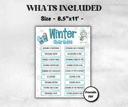 Winter Printable charades, Winter Pictionary Card, Family reunion, Senior Living game, Winter Holiday Party Games, Winter Holiday Activities-Christmas -TheHustlingCatLady-Party Games