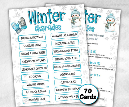 Winter Printable charades, Winter Pictionary Card, Family reunion, Senior Living game, Winter Holiday Party Games, Winter Holiday Activities-Christmas -TheHustlingCatLady-Party Games