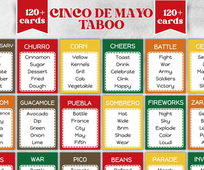 Cinco De Mayo Party Taboo Game, Mexican Kids and Adults Party, Mexican Fiesta Fun, Family Game Night, Summer Fiesta, BBQ party, Pool Party-Holidays -TheHustlingCatLady-Party Games