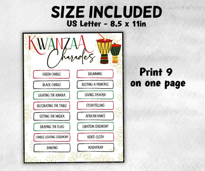Kwanzaa charades Game, African Kids Adults Party, Group religious tradition game, Act or Draw Family Game Night, Kinara African Culture-Holidays -TheHustlingCatLady-Party Games