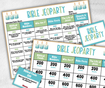 Group Bible Retreat game, Christian Bible Study game, Bible Jeoparty Sunday School, Youth Group, Womens Ministry, Printable kids adults game-Christmas -TheHustlingCatLady-Party Games
