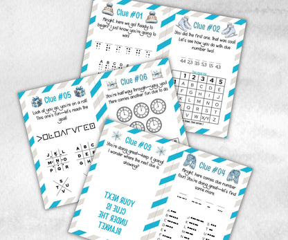 Winter Indoor Treasure Hunt, Wintertime Printables game, Holiday Party scavenger activity, For Kids teens, Icebreaker hunt, Teen Winter clue-Christmas -TheHustlingCatLady-Party Games