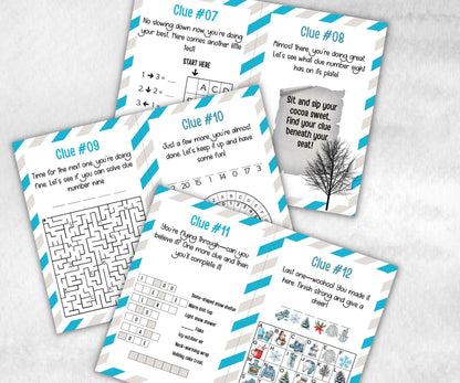 Wintertime Indoor Treasure Hunt, Winter Printable game, Holiday Party scavenger activity, For Kids teens, Icebreaker hunt, Teen Winter clue-Christmas -TheHustlingCatLady-Party Games