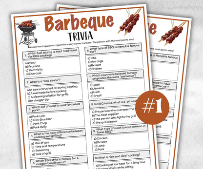Printable Barbeque Trivia, Barbeque Theme Birthday Activity, Family Reunion, Classroom summer Grill dinner, teen pajama party, July 4th fun-Holidays -TheHustlingCatLady-Party Games