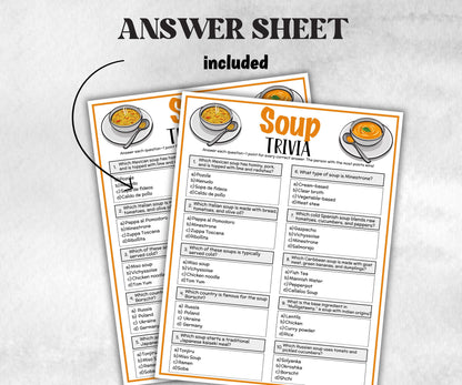 Printable Soup Trivia, Team Building Games, Soup Competition, Winter Soup Cook off Theme, Soup Fundraiser Fun, Potluck Contest, Rainy Snow-Holidays -TheHustlingCatLady-Party Games