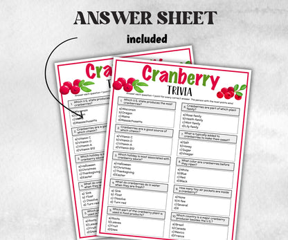 Printable Cranberry Trivia, Team Building Games, Thanksgiving Feast, Halloween Party quiz, Fall Autumn Game, Christmas winter, Holiday party-Holidays -TheHustlingCatLady-Party Games