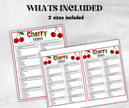 Printable Cherry Trivia, Team Building Games, Fall Autumn Game, Christmas winter, Holiday party, Cherry Picking, tween birthday, girl shower-Holidays -TheHustlingCatLady-Party Games