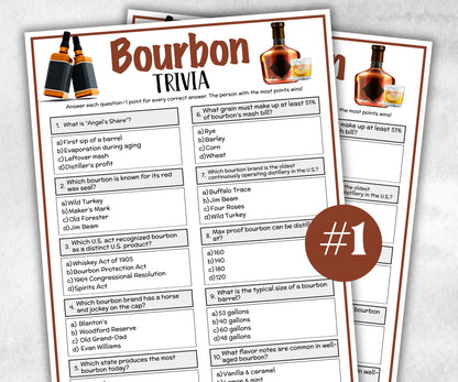 Printable Bourbon Trivia, Riddles Quiz questions, Drinking pub game, Bachelor Whiskey Party, Derby Drink Tasting, Kentucky Race, Fathers Day-Holidays -TheHustlingCatLady-Party Games